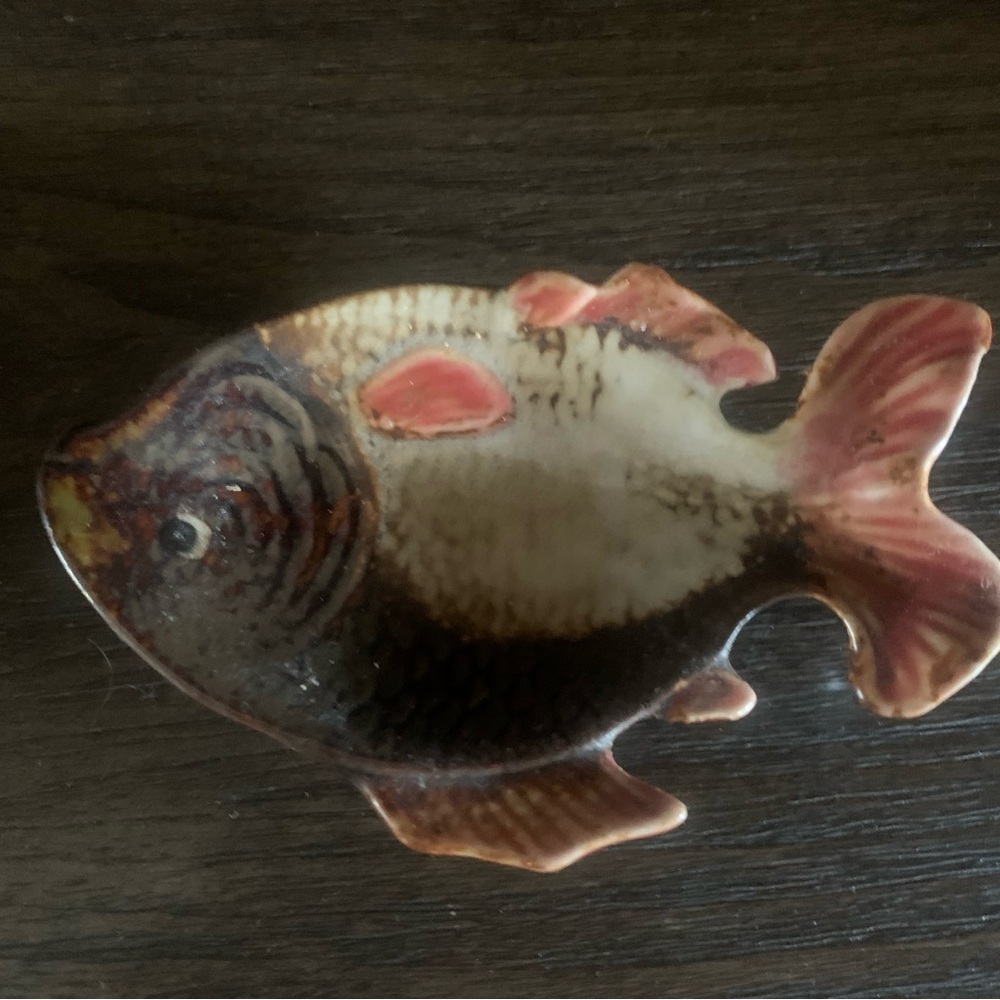 Handcrafted Ceramic Fish Decor - Brown and Cream